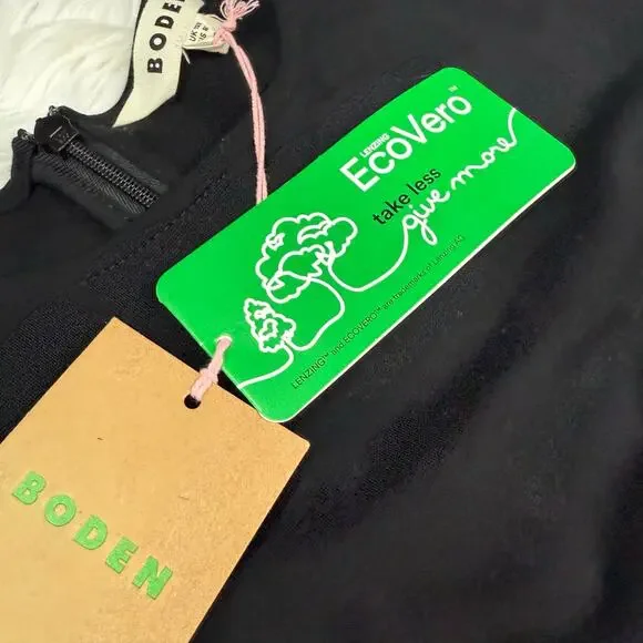 Boden Women's Sleeve Detail Midi Dress Black Size 8R NWT - Picture 8 of 16